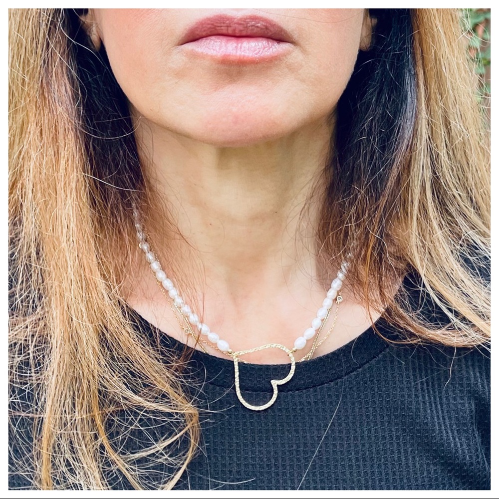 Paris Fresh Water Pearl Hear Drop Necklace - Picture 4 of 4